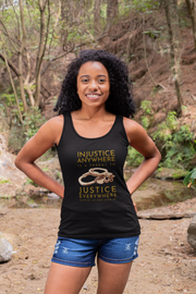 Injustice anywhere is a threat to justice everywhere MLK women's Ideal Racerback Tank