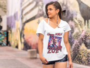 Happy MAGA 2024 Red V-neck Women's tee