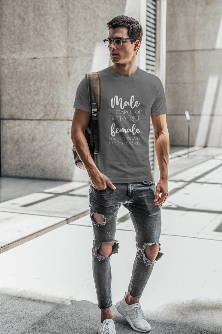 Male in search of filthy rich female Unisex Softstyle T-Shirt