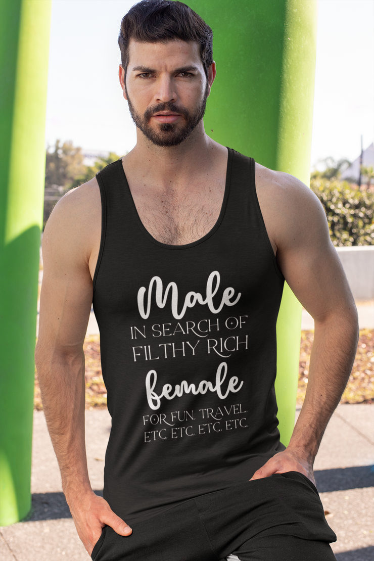 Male in search of filthy rich female Unisex Jersey Tank