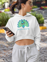 Stop Peacocking Me! aqua crop Hoodie