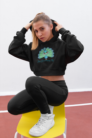 Stop Peacocking Me! aqua crop Hoodie