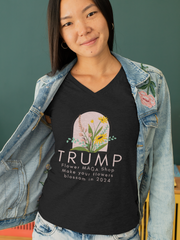 Trump Flower MAGA Shop Ladies' V-Neck T-Shirt