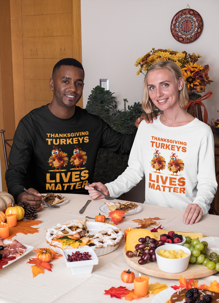 Thanksgiving Turkeys Lives Matter Orange unisex Jersey Long Sleeve Tee