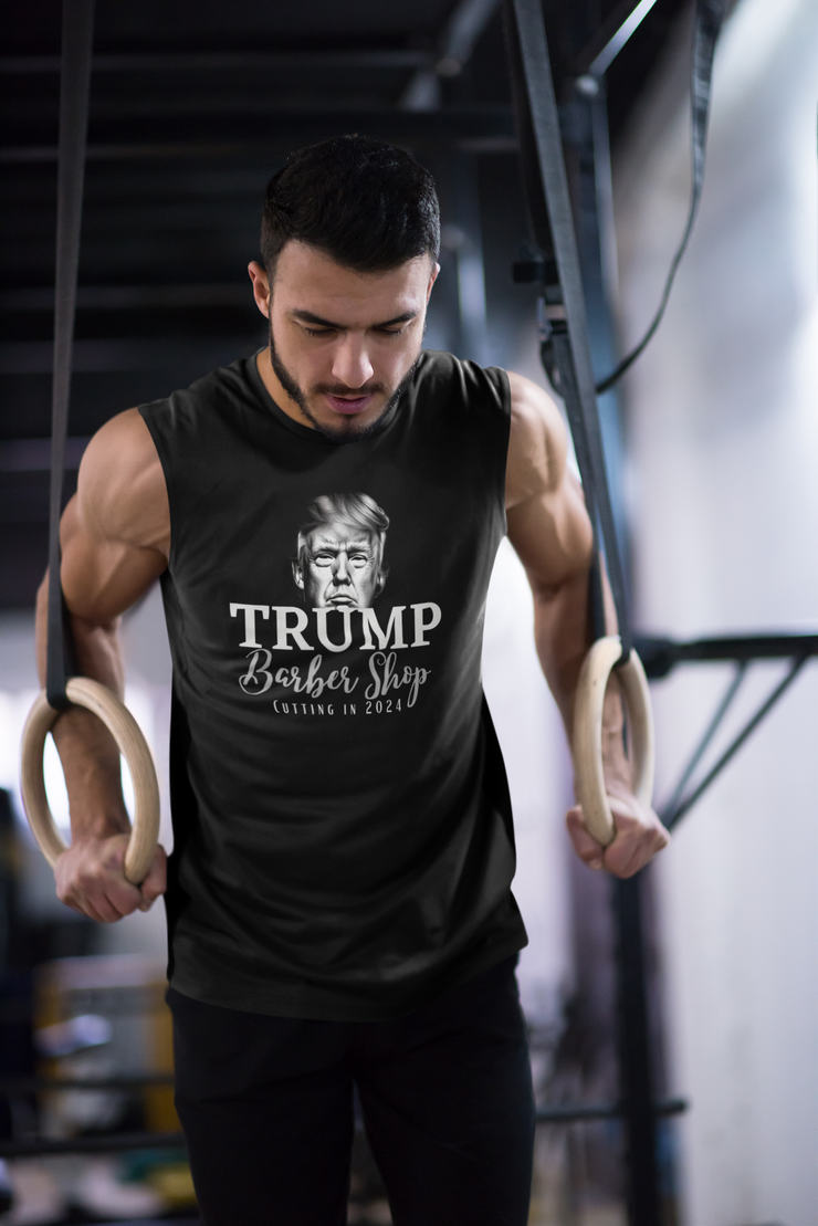 Trump Barber Shop Cutting in 2024 Unisex Jersey Tank