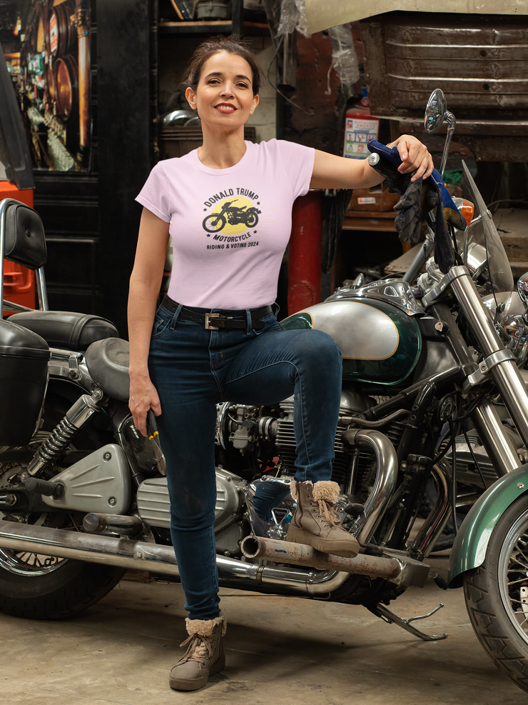 Trump Motorcycle riding and voting in 2024 Women&