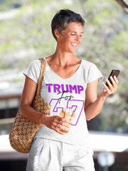 Trump for 47 hot purple ladies' V-Neck T-Shirt