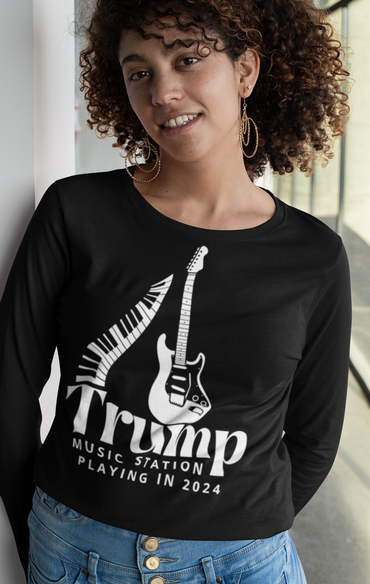 Trump Music Station Playing in 2024 Ultra Cotton Long Sleeve Tee