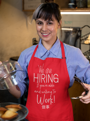 We are hiring if you're able and willing to work Apron (AOP) RED