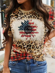 Women's Country Style Printed T-shirt Loose Large Size