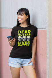 Halloween Dead Voters Lives Matter hot yellow  ladies' V-Neck T-Shirt