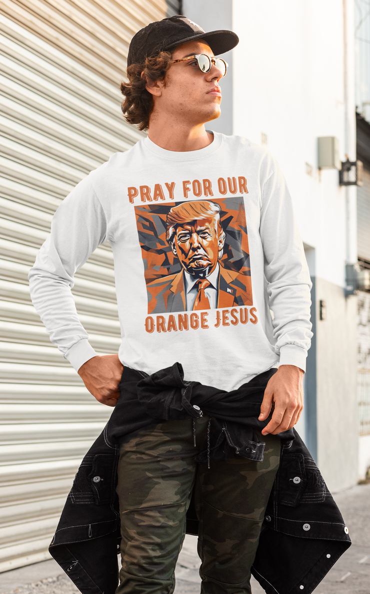 Pray for our Orange Jesus Blend™ Crewneck Sweatshirt Unisex