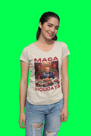 MAGA Holiday Deep Red V-neck Women's tee