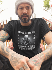 MUG SHOTS won't stop Trump Unisex Softstyle T-Shirt