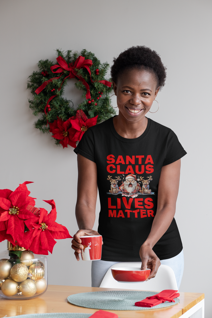 Santa Claus Lives Matter Christmas Red Women&