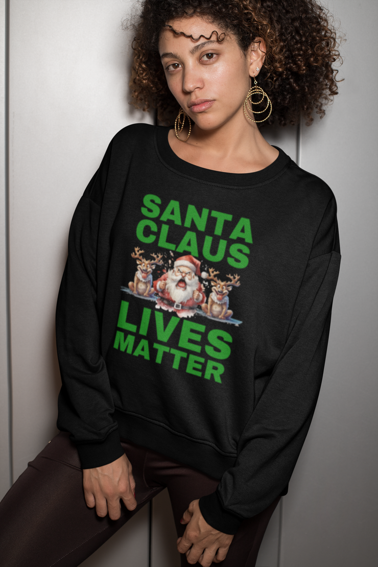 Santa Claus Lives Matter Christmas Green unisex Jersey Long Sleeve Tee