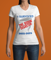 I survived the Biden Disaster 2021-2024 V-neck Women's tee