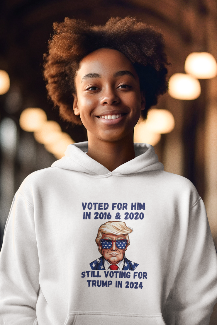 Voted for him 2016 & 2020 still voting for Trump in 2024  unisex Heavy Blend™ Hooded Sweatshirt