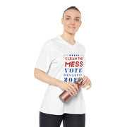 Clean the Mess Vote DeSantis 2024 Women's Performance V-Neck T-Shirt