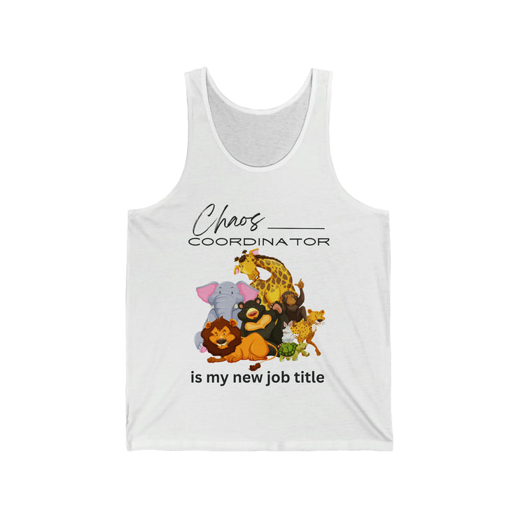 Chaos Coordinator with Animals unisex Jersey Tank