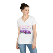 Wake up America ladies' V-Neck T-Shirt