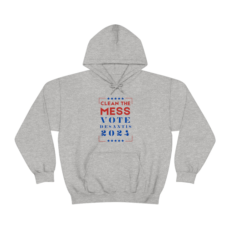 Clean the mess Vote DeSantis 2024 unisex Heavy Blend™ Hooded Sweatshirt