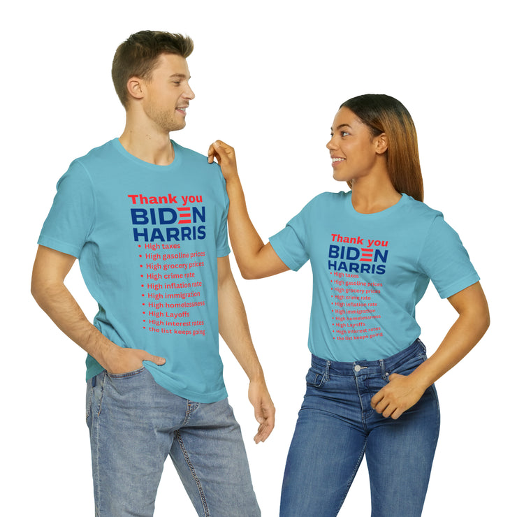 Thank you Biden Harris Unisex Jersey Short Sleeve Tee