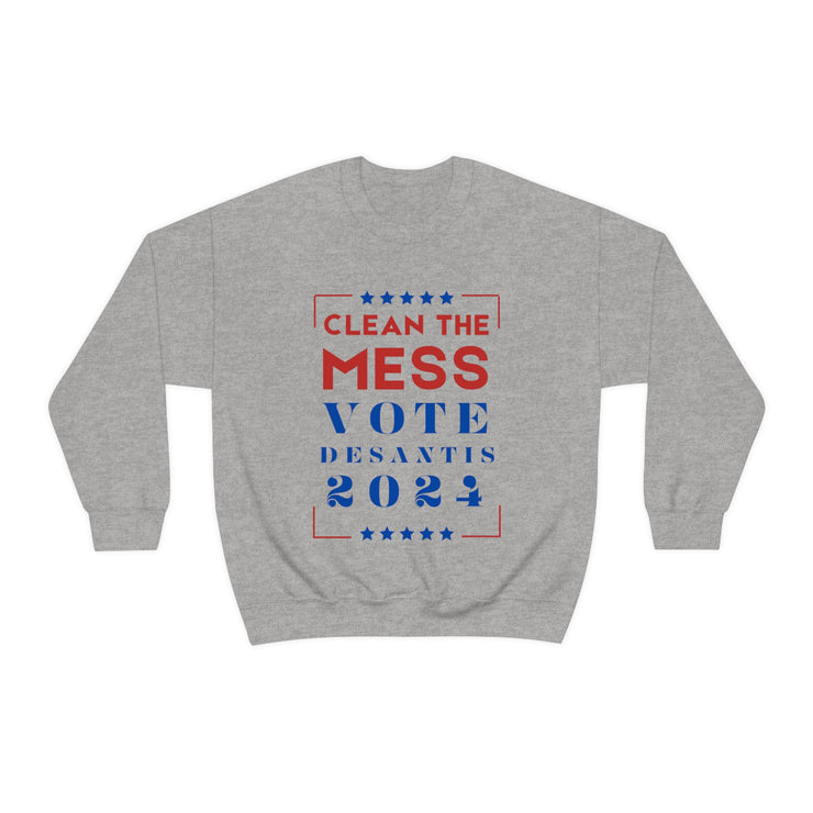 Clean the mess Vote DeSantis 2024 Unisex Heavy Blend™ Crewneck Sweatshirt