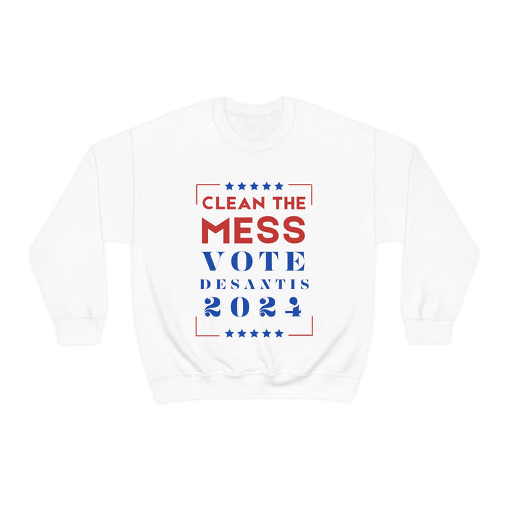 Clean the mess Vote DeSantis 2024 Unisex Heavy Blend™ Crewneck Sweatshirt