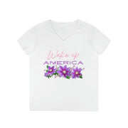 Wake up America ladies' V-Neck T-Shirt