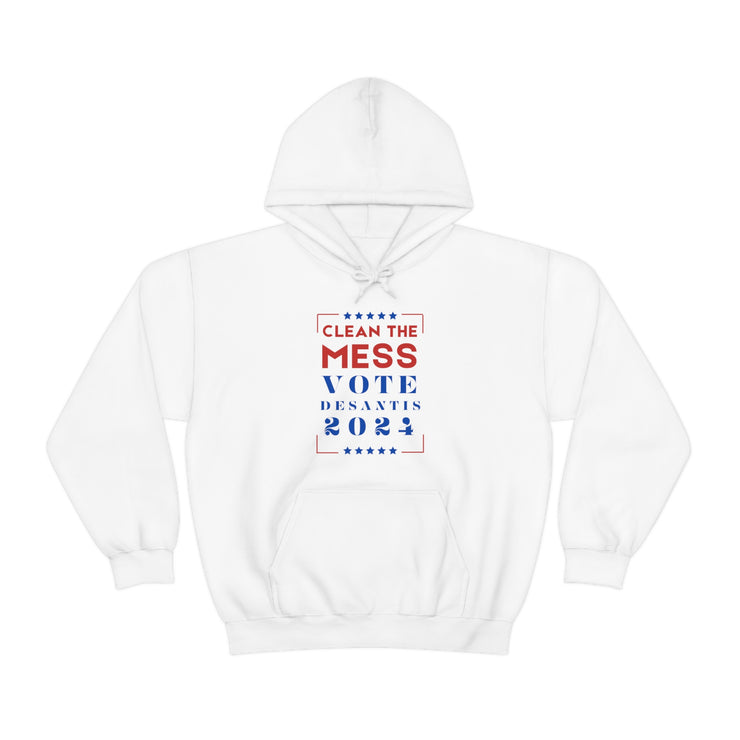 Clean the mess Vote DeSantis 2024 unisex Heavy Blend™ Hooded Sweatshirt